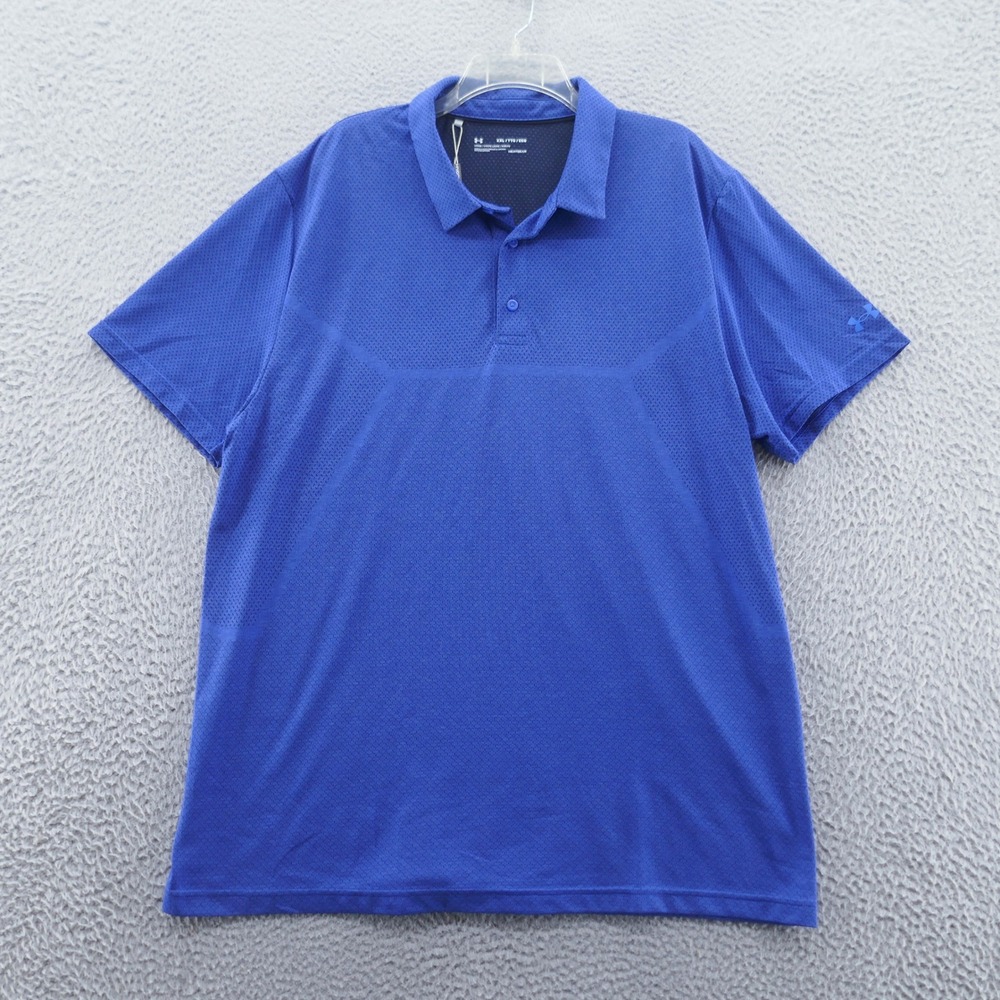 Under Armour‎ Men HeatGear Golf Polo Shirt 2XL Blue Performance Lightweight NEW